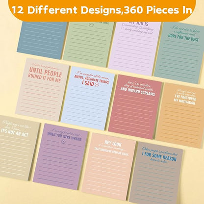 Funny Notepads with Sayings Sticky Funny Office Supplies to Do List Sarcastic Work Assorted Notepad for Workers, 12 Designs, 3 x 3.93 Inch(Vintage Style)