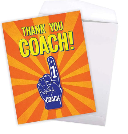 NobleWorks - 1 Jumbo Sports Teacher Graduation Greeting Card from US w/Envelope (8.5 x 11 Inch) - Student Group Gratitude for School Coaches, Mentor - Thank You Coach from All J5786TYG-US