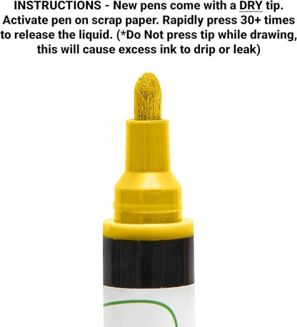 Glass Pen Window Marker: Liquid Chalk Markers for Glass, Car Marker or Mirror Pen with Washable Paint - Graduation Car Windows, Storefront Window, Wedding, Parade, Party & Holiday (Yellow, Fine Tip)