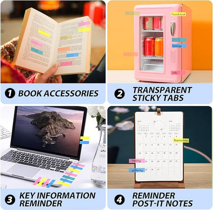 Lysas 2800pcs Morandi Sticky Book Tabs, Transparent Page Markers Colored, Writable and Repositionable Book Flags Markers for Annotating Books