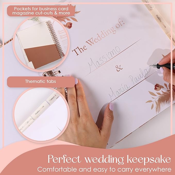 3 PCS Wedding Planning Book and Organizer , Bride Book Wedding Vows Book His and Her Including , Hardcover Wedding Binder Planner , Enhance Excitement and Makes Your Countdown Planning Easy Wedding Planner for Bride , 9*11 in