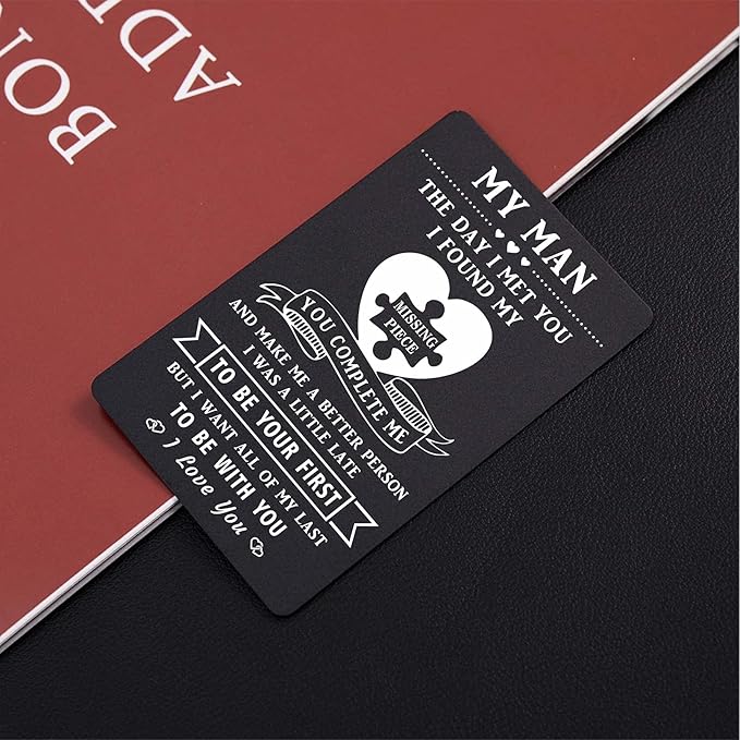 TANWIH To My Man Wallet Insert Card, Unique Anniversary Valentines Cards Gift for Boyfriend, I Love You Gifts for Men, Birthday Fathers Day Presents