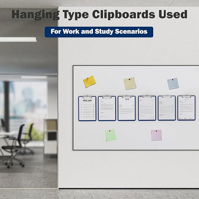 Plastic Clipboards 6 Pack, A4 Blue Clip Board 8.5x11 for Classroom, Students, Kid, Woman, Size 9" x 12.5" with Low Profile Clip, Office & School Supply