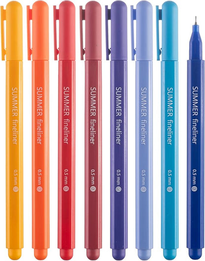 DIVERSEBEE Fine Tip Pens, 8 Bible Pens No Bleed Through, Assorted Fine Point Pens for Journaling, 0.5mm Fineliner Markers, Bible Study Journaling Supplies, Bible Accessories (Summer)