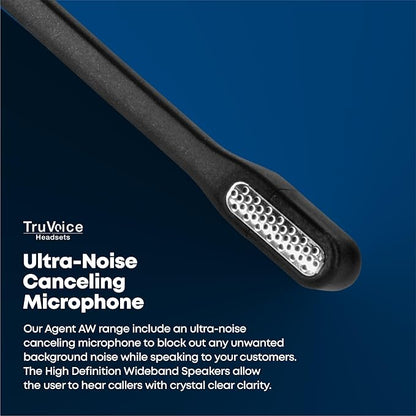 TruVoice Agent AW80 DECT 3-in1 Wireless NC Headset with EHS for Remote Answer - Compatible with Cisco IP Phones : 8851 8861 8865 8961 9951 9971 DX650 DX70 and Computer + Cell Phones