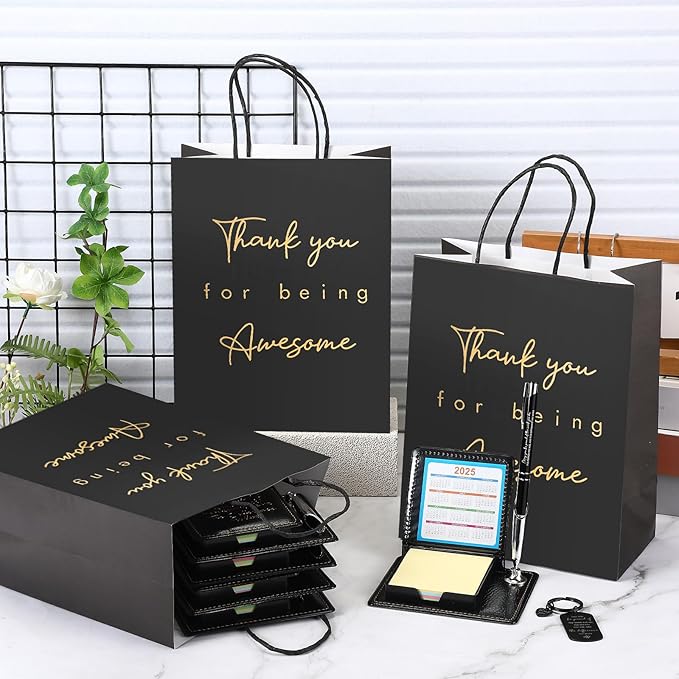 12 Set Employee Appreciation Gifts Bulk Inspirational Gifts Team Gift Bag PU Leather Notepad Holder with Pen Holder Team Keychain Ballpoint Pen Bulk Gifts for Colleagues Employees(Proud)