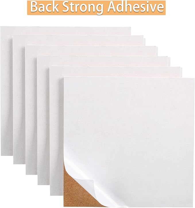 SUNGIFT Cork Board 12"x12" - 1/2" Thick Square Bulletin Boards 12 Pack Cork Tiles with 100 PCS Push Pins Mini Wall Self-Adhesive Corkboards Tiles for Wall