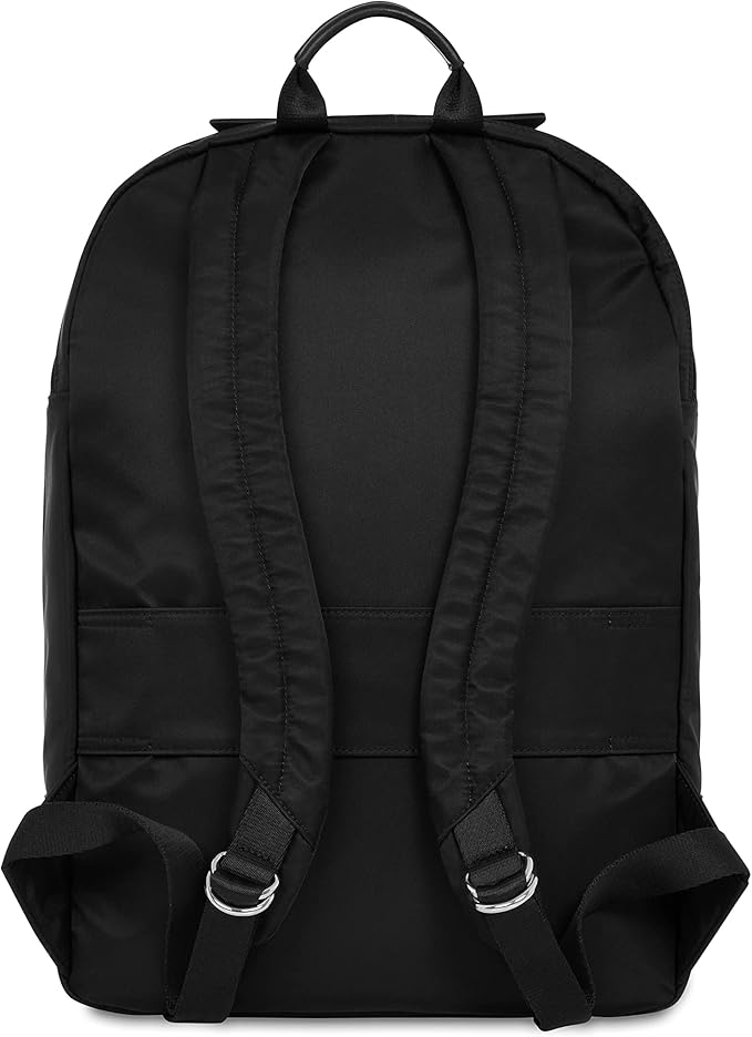 KNOMO Beaufort 15.6" Laptop Backpack Work Bag Purse Large Travel Rucksack with Silver Zip, Black