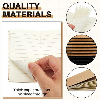 Outus 36 Pcs Pocket Notebook Mini Journal 2.5" x 4" Kraft Paper Mini Notepad Bulk Softcover Pocket Notepad Memo Diary Subject Notebooks for Student Traveler School(Brown Black)