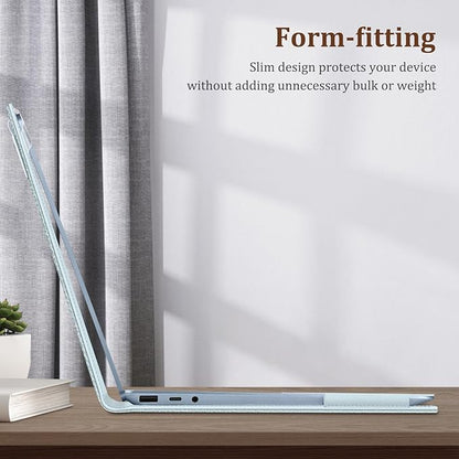 Fintie Sleeve Case for 12.4 Inch Microsoft Surface Laptop Go 3/2/1 (Model: 2013/1943), Premium PU Leather Protective Folio Book Cover with Large Pocket (Ice Blue)