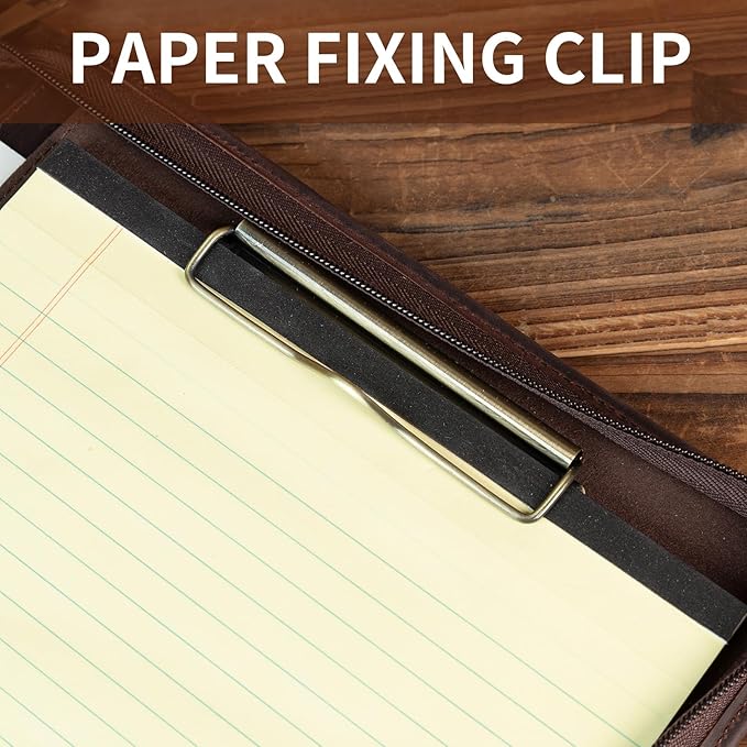 Handmade Vintage Crazy Horse Leather Portfolio Letter (A4) Size Notepad,Business Organizer Padfolio with Handle, for iPad Pro/Microsoft Surface Pro/13 inch Tablet (Non-Custom, Dark Brown)