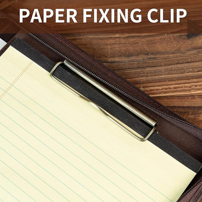 Handmade Vintage Crazy Horse Leather Portfolio Letter (A4) Size Notepad,Business Organizer Padfolio with Handle, for iPad Pro/Microsoft Surface Pro/13 inch Tablet (Non-Custom, Dark Brown)