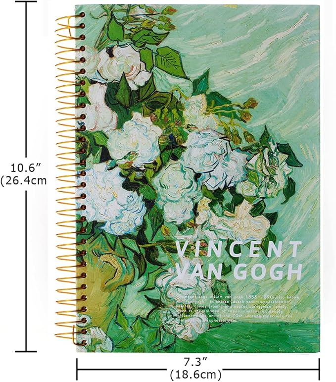 Van Gogh Notebook Hardcover Spiral Notebook Art Journal 10.6" x 7.3" 300 Pages Spiral Wide Ruled Notebook, Notebooks for Work,Gifts,Office,School