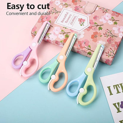 Safety Scissors FOR KIDS 3-Pack, Training Craft Scissors,Ergonomic Handle Perfect for Paper Cutting, (BLUE)