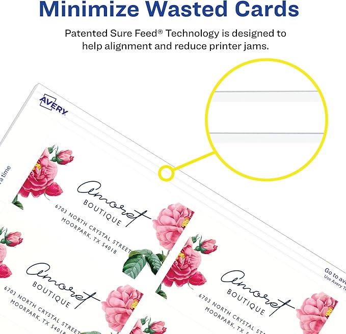 Avery Clean Edge Printable Business Cards with Sure Feed Technology, 2" x 3.5", White, 120 Blank Cards for Inkjet Printers (28877)