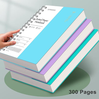 EMSHOI A5 Spiral Notebook Bullet Dotted Journal, Small 5.7" X 8.22", 300 Pages/150 Sheets, 100gsm Dot Grid Paper, Waterproof Hardcover, for Office School Women Men Work Writing Notes-Blue