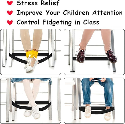 12 Pack Chair Bands for Kids with Fidgety Feet, ADHD Tools for Kids, ROOKEA Sensory Room Must Haves for Adhd Kids Fidget Chair Bands Autism Classroom Must Haves ADHD Tools for Classroom Home Chairs
