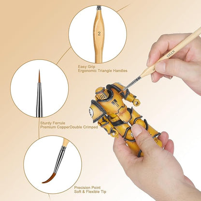 6Pcs Micro Paint Brushes Set with Triangular Handles - for Acrylics, Oils, Watercolors & Paint by Number, Citadel, Figurine, 40k，Mandala Painting（2PACK）