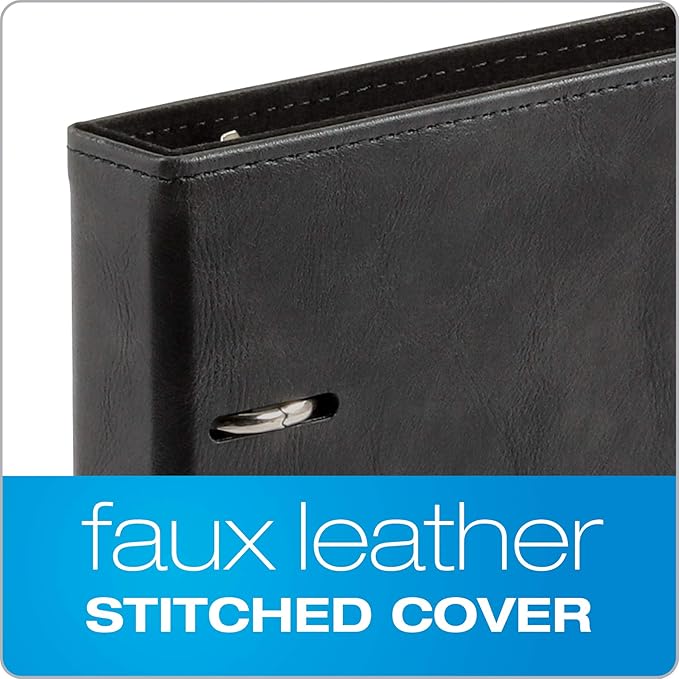 Oxford 6-Ring Professional Notebook, 7 x 9 Inch, Refillable Notebook, Writing Journal, Ivory Paper, 100 Sheets, Black Faux Leather Cover (90004)