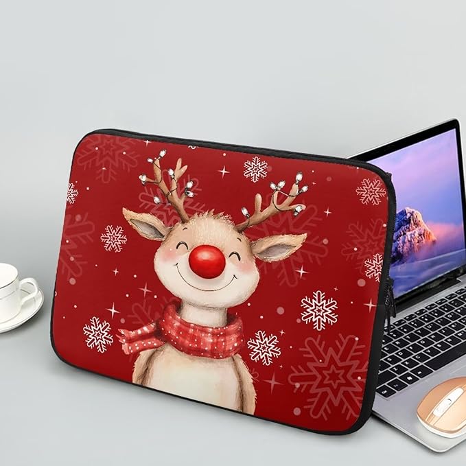 Cute Deer Laptop Sleeve for Women 13 inch Laptop Protector with Multiple Uses Computer Carrying Case Portable Tablet Bag Lap Top Case Christmas Laptop Protector