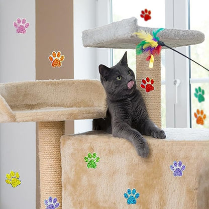 Paw Print Stickers,1.5" Holographic Shiny Bear Paw Print Stickers,Dog Puppy Paw Stickers Bear Paw Stickers with Perforation Line (500PCS,Multicolor)