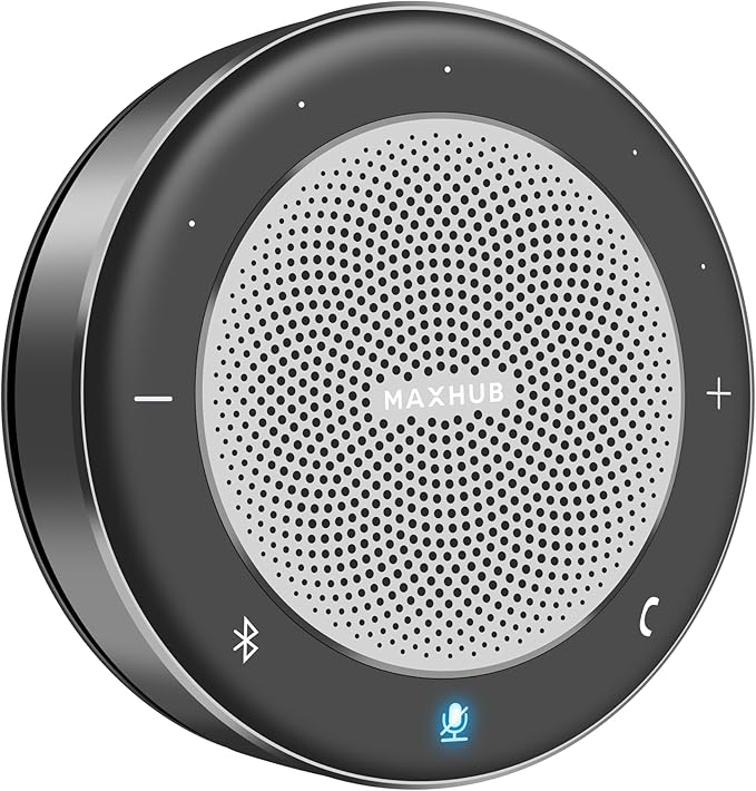 Enther&MAXHUB Bluetooth Speakerphone,USB Conference Speaker with 360° Voice Pickup&6 Microphones,Noise Reduction,Compatible with Zoom,Teams,Skype,Ideal for Professional Conference Call&Home Office