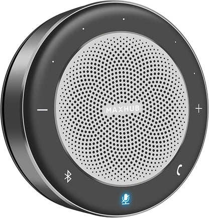 Enther&MAXHUB Bluetooth Speakerphone,USB Conference Speaker with 360° Voice Pickup&6 Microphones,Noise Reduction,Compatible with Zoom,Teams,Skype,Ideal for Professional Conference Call&Home Office