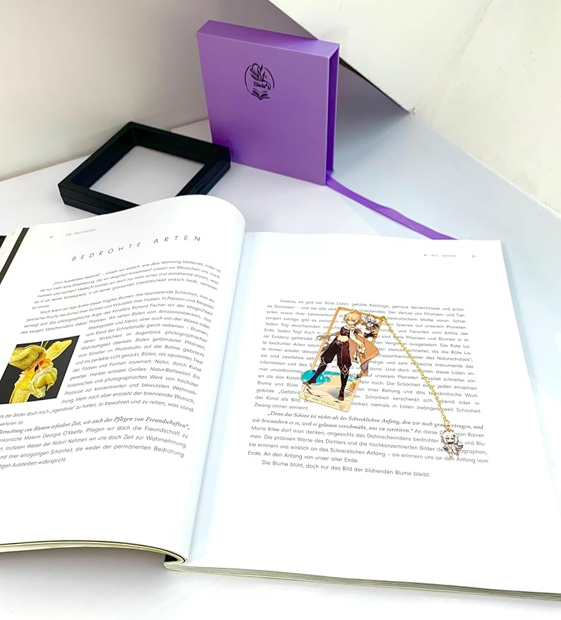 Genshin Impact Aether Metal Bookmark - Anime Figure Merch with 3D Display Box - Birthday Gifts for Fans Friends Gamer Book Lovers - Zllada
