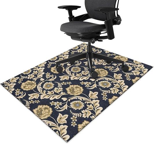 Office Chair Mat for Hardwood Floor Floral 36"x48" Computer Gaming Chair Mat Anti-Slip Office Rugs Floor Protector for Rolling Chairs Under Desk Rug for Home Office