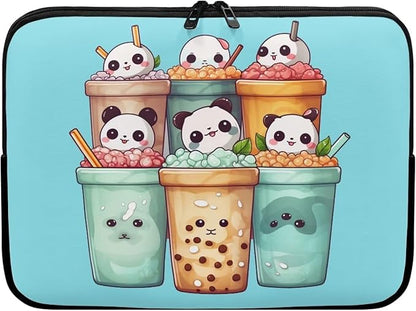 Cute Panda Laptop Sleeve for Women Girls 12 inch Laptop Protector with Versatile Uses Computer Sleeve Neoprene Lap Top Case Ideal Gifts for Daily Use School Travel Tablet Bag Blue