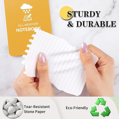 Waterproof Notebook, 4 Pack Top-Spiral Pocket Notepad, 3" x 5" Weatherproof NotePad, All Weather Police Pocket Notebook Little Memo Steno Note Pads for Outdoor Office School Recording, Black