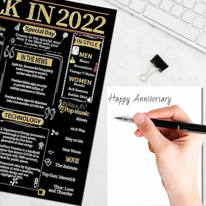 Joycard 3th Anniversary Card for Women Men, Gold Wedding Card for Wife Husband, Sweet Marriage Decorations Gifts for Couple, Perfect for Her Him on Anniversary Day, Back in 2022