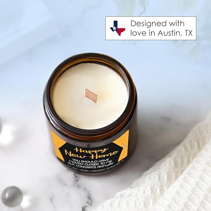 Happy New Home Candle, Unique Housewarming Gifts for Women and Men, Funny New Home Gift Ideas for Her or Him, Best Housewarming Gifts, Best Presents for Friends and Family Moving Away, Gift-Ready