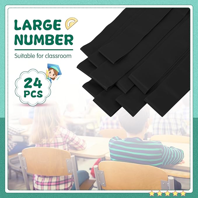 Berlune 24 Pcs Classroom Chair Bands Fidget Chairs and Desks Bands ADHD Autism Tools Bounce Flexible Seating for Classroom(Black, 1 mm)