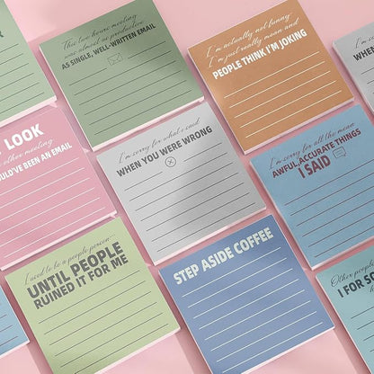 Post it Notes 3x3 Cute and Aesthetic Sticky Notes Planner Notepad - 450 Sheets - Desk Accessories for School, Office, and Home - Ideal Gifts for Teachers, Women, and Coworkers (Sayings Line)