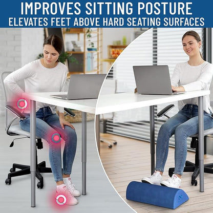 Foot Rest for Under Desk at Work - Memory Foam Office Foot Stool & Under Desk Footrest Leg Elevation Pillow for Gaming & Home Office, Supports Posture