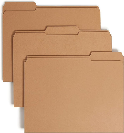 Smead Fastener File Folder, 1 Fastener, Reinforced 1/3-Cut Tab, Letter Size, Kraft, 50 per Box (14834)