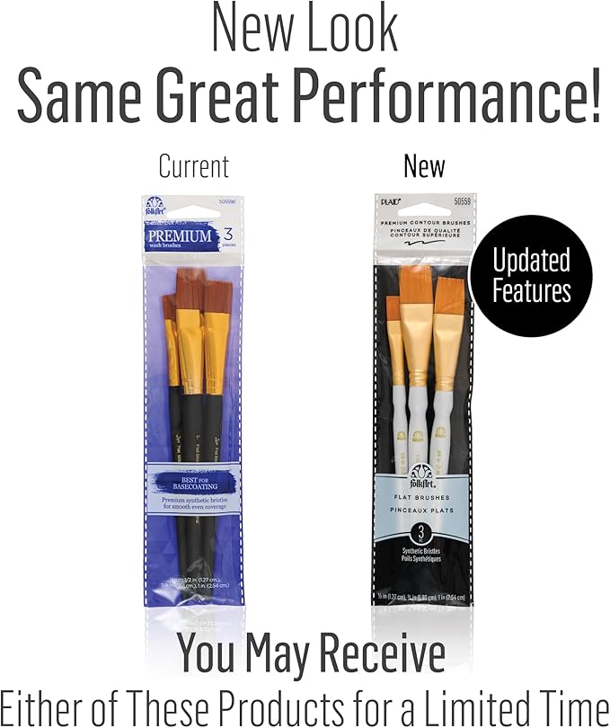 FolkArt Plaid Nylon Brush Set, 50559 Brown (3-Piece)