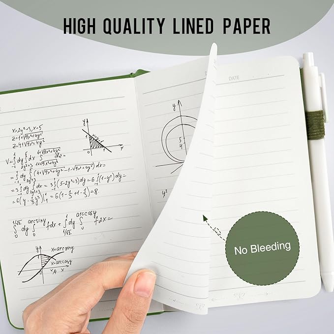 Pocket Small Notebook Journals, 8 Pack (Forest Green) Mini Notebook 3.7x5.7 Journaling Notebooks for Women Men, Hardcover Lined Note Pads with Pens for Work, Business, Travel Journal, Office Supplies