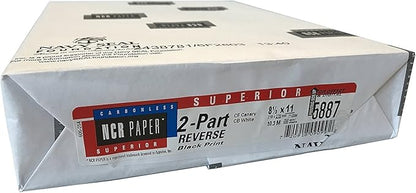 250 Sets, NCR Paper, 5887, Collated 2 Part (White, Canary), Letter Size Carbonless Paper Appleton