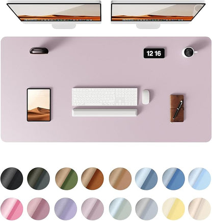 YsagI Large Leather Desk Mat, Mouse Pad, Non-Slip PU Leather, Waterproof Writing Pad, Laptop & Office use (Grayish Lavender, 47.2" x 23.6")