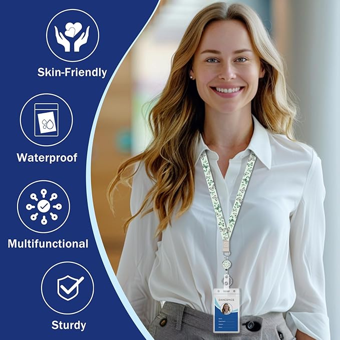 Giancomics Butterfly Lanyards for Id Badges, Cute Lanyards with Retractable Reel, Waterproof ID Badge Holder for Cruise Ships Cards Key, Work Name Tag Card Protector for Women 2 Pack