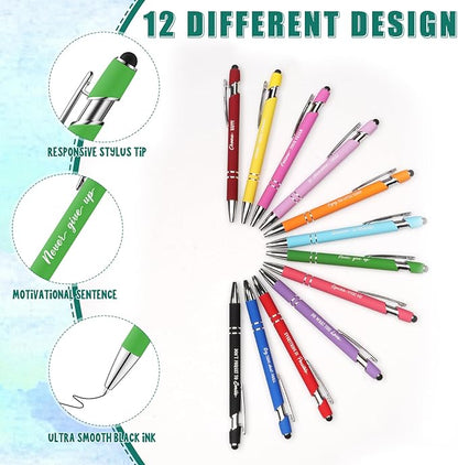 96 Pcs Watercolor Bulk Motivational Pens Inspirational Notepads Set, Pocket Motivational Quote Notebooks Ballpoint Pens, Mini Journals Gift Set for Kids Students Teachers School Office Prizes Supplies