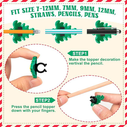 WDAHDHP Christmas Pencil Clips for Kids, 50Pcs Different Pencil Clips Topper, Cute Pencil Charms for Kids Students School Gifts Classroom Rewards