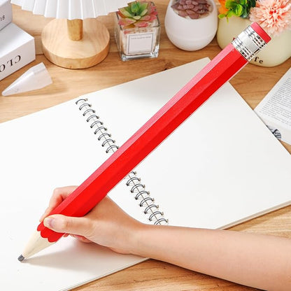 2 Pcs 16 Inch Pencils Wooden Jumbo Pencils Giant Wooden Pencils Funny Big Pencil with Cap Eraser Large Pencil Fun Novelty Gifts for Kids School Kindergarten Home Office Supplies(Red)