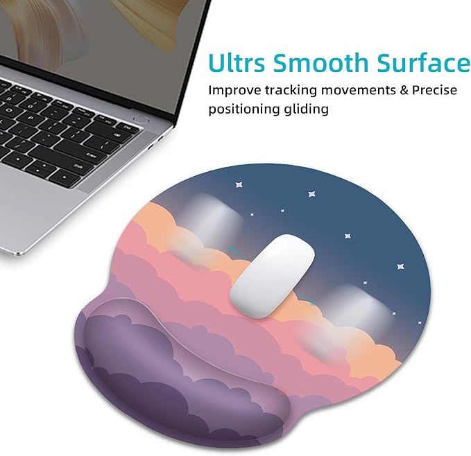Ergonomic Mouse Pad with Wrist Support,Pink Rainbow Mouse Pad with Wrist Rest,Relieve Wrist Pain Mousepad Non-Slip Rubber Base,Cute Mouse Pads for Desk,Computers,Laptop,Office,Gaming,Accessories