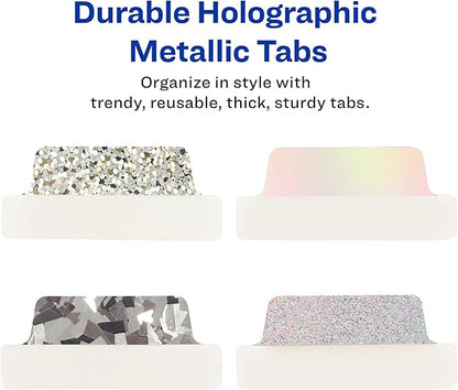 Avery Ultra Tabs Luxe Collection, 2.5" x 1" Margin Tabs, Holographic Iridescent Designs, 16 Repositionable Page Tabs (74179)