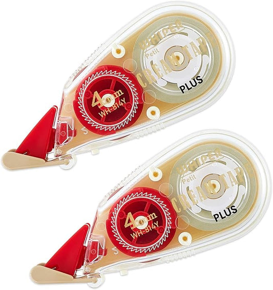 PLUS WH-814Y Correction Tape, Whitepaper Pouch, Cream Tape, 0.2 inches (4 mm), 51-642 x 2