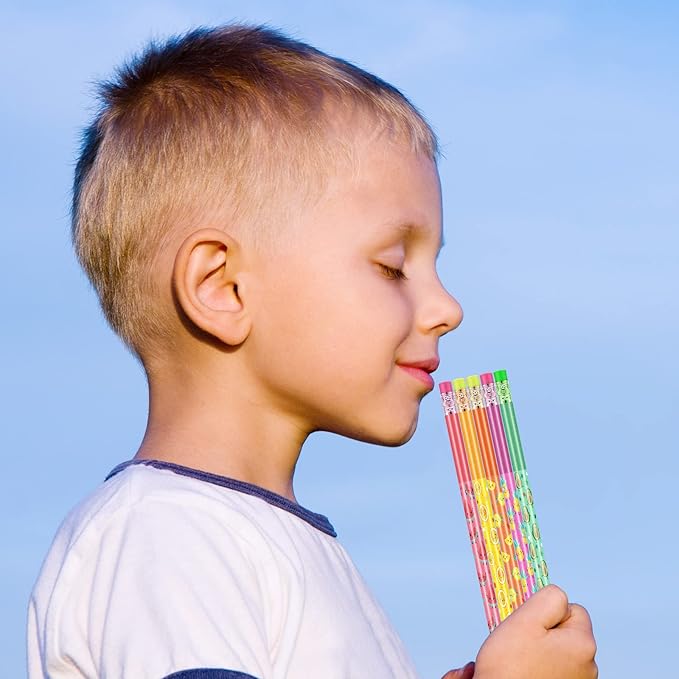 Leinuosen 30 Scented Cartoon Fruit Pencil Toppers with 12 Eraser