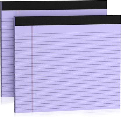 2 Pads Note Pads 11" x 9.5" Legal Pads College Ruled Notepad Micro Perforated Writing Pads Purple Lined Paper 80GSM College Ruled Paper Pad of Paper 30 Sheets Notebook for School, To-Do Lists, Office